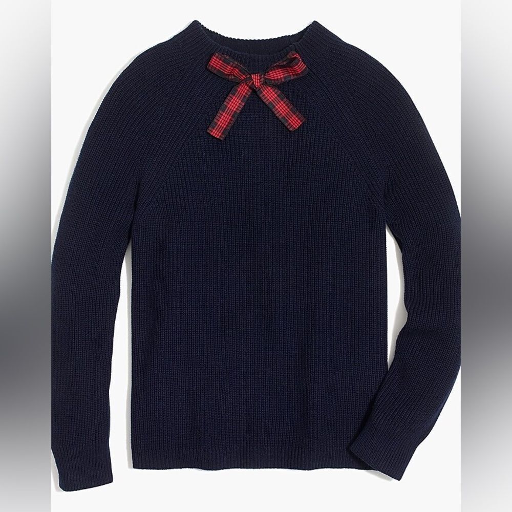 J.Crew Mercantile Navy Bow Sweater XXS Preppy Classic Merino Blend